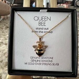 Queenbee 14KT over silver gold pendant necklace